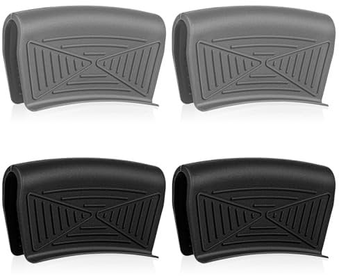 JIYIN 4 Stück Silikongriffe für Töpfe, Silikon Topflappen Griffhalter Silikon Helfen Griff Halter Silikon Topflappen Topfgriff Schutzhülle für Küche Kochen Backen(Schwarz+Grau)