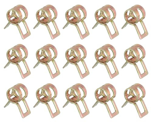 Sourcingmap 15Pcs Spring Band Type Action Fuel/Silicone Vacuum Hose Pipe Clamp, 6mm Low-Pressure Air Spring Hose Clip Clamp for Automotive Oil Pipe Water Pipe, Color Zinc