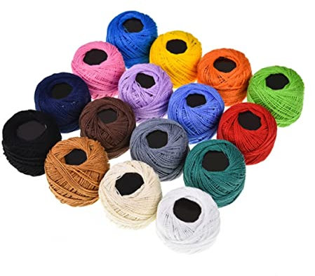 Warmhm Häkelgarn Set Für Kreative Projekte – 16 Farben Kreuzstich Faden - Stopfgarn Und Perlgarn Für DIY Handwerk - Ideal Für Frauen Und Mädchen Perfekt Für Armbänder Und Mehr