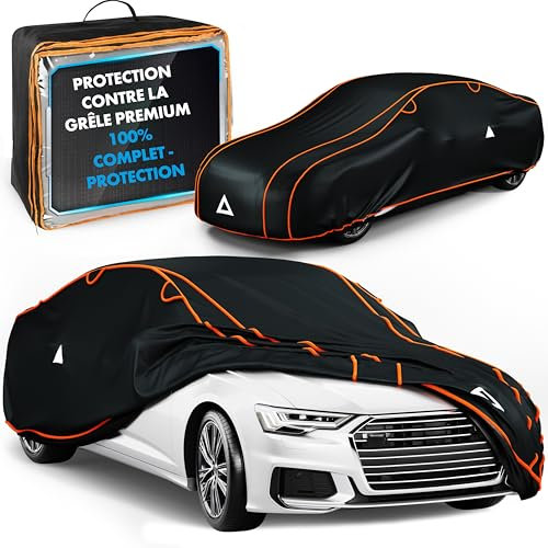 WALSER Bâche de voiture anti-grêle, Récompense Très Bon* housse de protection anti-grêle, Certifié par le TÜV Autriche* bâche contre la grêle Perma Protect Complete, Couverture de garage Taille 1 noir
