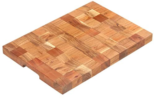 Xichuzi Hackblock 50×30×3,8 cm Akazie Massivholz, Schneidebrett, Holzbrett Küche, Cutting Board, Hackklotz