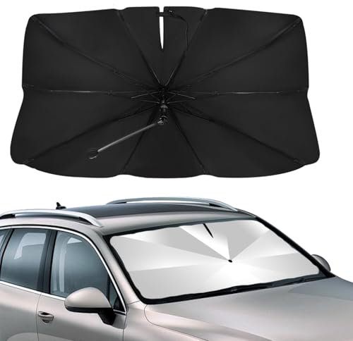 Parasol Parabrisas Delantero para Coche, Plegable Anti UV Rayos, Eje Giratorio de 360°, Fácil de Instalar y Almacenar, Aislamiento Térmico, Adecuado para la Mayoría de Los Modelos(XL)