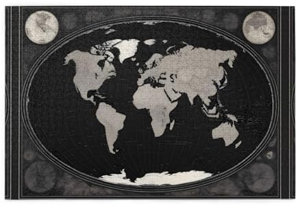 Jigsaw Puzzles1000 Teile Jkiegoq Black World Map Printed Educational Intellectual Wooden Puzzles, Fun Puzzles, Stress Relieving Game
