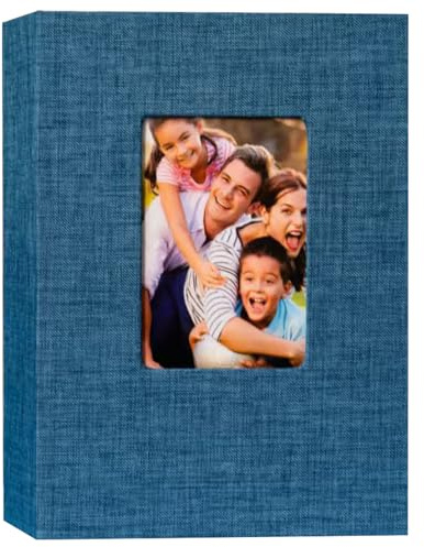 Photo Album 6x4-300 Pockets Linen Cover, Large Capacity Photo Albums 6x4 slipn, Holds 300 Photos for Family, Wedding, Anniversary, Birthday, Christmas, and Special Occasions (Blue)
