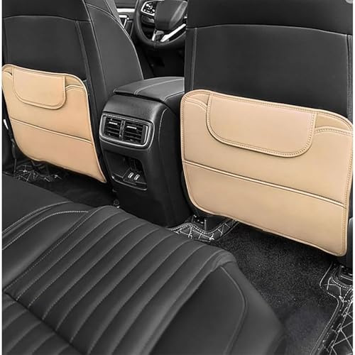 HPOUYDB 2 Stücke Autositz Rückenlehnenschutz, Für Benz W177 Classe A 2018+ Auto Rücksitz Anti Kick Pad Wasserdicht Rückenlehnen Sitzschoner mit Organizer,Beige