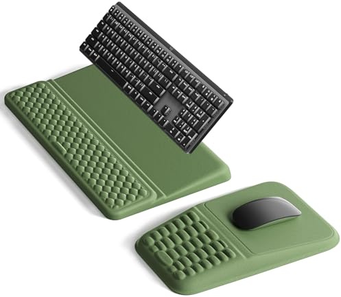 VAYDEER Set 3-en-1 avec rehausseur de clavier et repose-poignet, Vert | Comprend un rehausseur de clavier, un repose-poignet et un tapis de souris en mousse à mémoire.
