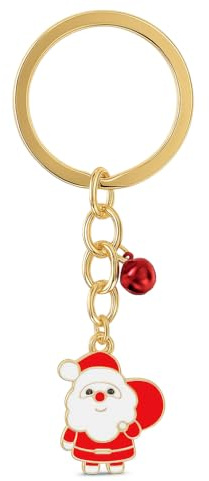 Porte-Clés de Noël, Porte-Clé Père Noël en Émail Festif de Sac pour Femme | Cadeaux de Porte-Cléf Mignon avec Costume Rouge, Sac Cadeau & Grelot pour Amateurs de Noël & Fans des Fêtes