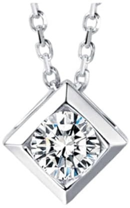 KnSam Weißgold 750 18K Ketten Damen, 0.15ct Labor Erstellt Diamant Frauen Halskette Klassiker Anhänger Rundschliff Weiß, Echt Gold Damenkette Au750 Gold, 45CM
