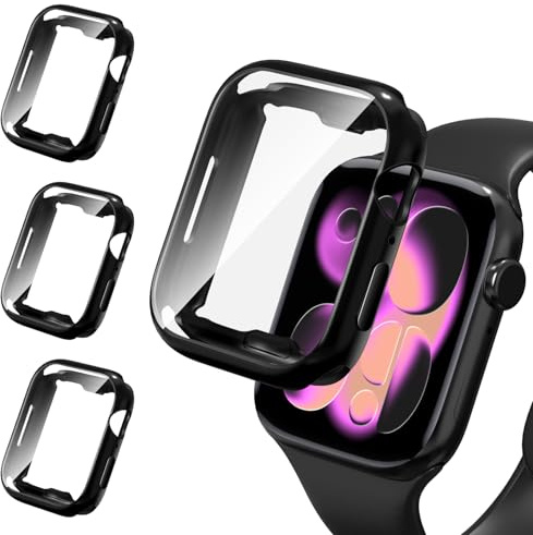 ivoler 3 Piezas Funda con Protector de Pantalla para Apple Watch Series 11/10 42mm, Protección Completa Carcasa Protectora Delgado Suave TPU Anti-Arañazos Case, Negro