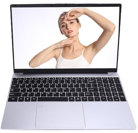 Tosuny 15.6 Inch Laptop, Quad Core 1.7GHz CPU, 1080P FHD Screen, 16GB DDR4 RAM, SSD, 2.4G/5G WIFI, Webcam, Backlit Keyboard, Fingerprint Unlock, Wins 11 Pro (256GB)
