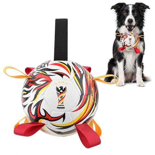 Kylinsure Hundefußball mit Seil, 15 cm Hüteball, Interaktives Hundespielzeug Schwimmender Ball mit hohem Sprungvermögen. Langlebiges Spielzeug für Innen & Außen, Hunde.DE(M)