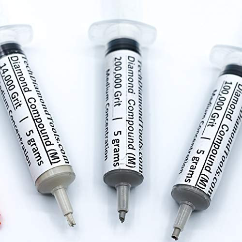 TechDiamondTools Diamant-Polierpaste, Körnung 14000, 100000, 200000, für Marmor, Glas, Metall, Stein, Schmuck, Harz, Silber, Edelstein, mittlere Konzentration von Diamantpulver, hergestellt in den