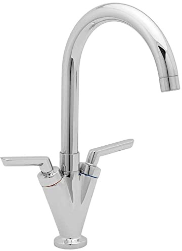 Nes Home | Bratton Kitchen Sink Tap Twin Lever Monobloc Mono Mixer Spout Chrome