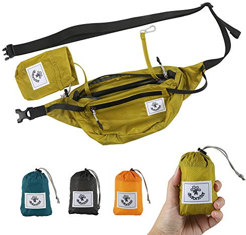 4Monster Wandergürteltasche, tragbar, wasserabweisend, mit verstellbarem Riemen, leichte Umhängetasche, schmale Tasche, Gelb, Grün, 2L, Classic