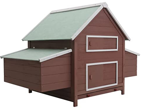 vidaXL Holz Hühnerstall Braun Hühnervoliere Hühnerhaus Gefügelstall Hühner