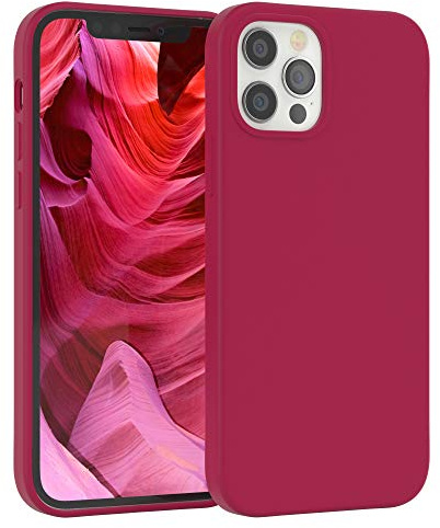 EAZY CASE Premium Silikon Handyhülle kompatibel mit iPhone 12 Slimcover mit Kameraschutz und Innenfutter, Silikonhülle, Schutzhülle, Bumper, Handy Case, Hülle, Softcase, Beere