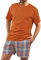 sesto senso Herren Schlafanzug Kurz Baumwolle Sommerpyjamas Kurzarm Nachtwäsche Zweiteiliges Set Bronze M 2527/04