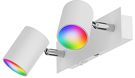 ledscom.de Wandspot WAIKA, zweiflammig, mit Schalter, weiß matt, inkl. Smart Home RGBW GU10 LED Lampen je 473lm