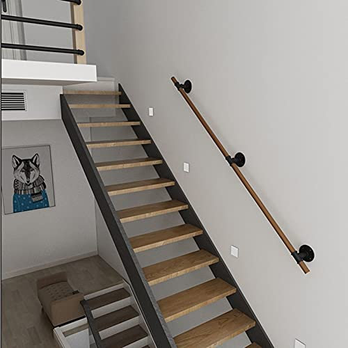 Handläufe für Treppen Modernes Rundholz Geländer for Innen Treppen, rutschfeste Sicherheits Rails Haltegriff for ältere Menschen, an der Wand befestigten Hausgarten-Korridor Lofts Decking Geländer - K