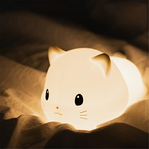 EXQULEG Katze Nachtlicht Kinder, LED Nachtlicht Baby, Baby Nachtlampe mit Touch Schalter Tragbare Silikon Nachtlichter für Babyzimmer, Schlafzimmer