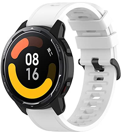 Yikamosi Armband Kompatibel mit Xiaomi Watch S1 Active,22MM Schnellverschluss Weiches Silikon Rostfreiem Metallverschluss Ersatzbänder für Xiaomi Watch S1 Active/Watch Color,Weiß