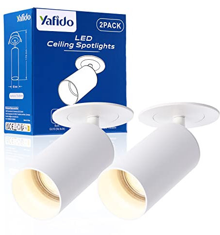 Yafido 2er Led Deckenstrahler Weiß 1 Flammig Spotlampe Schwenkbar 360° GU10 Strahler Deckenspot Spotlight Lampe für Wohnzimmer Ohne Leuchtmittel