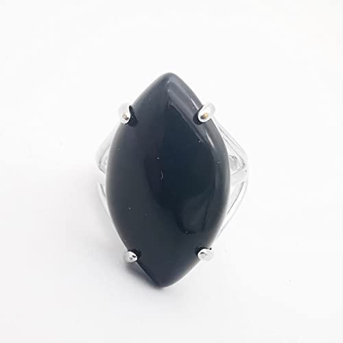 HGJH Bagues pour Femmes, Bijoux en Argent de Mode Tessellation Bagues réglables Marquise Obsidienne Anneaux Ouverts Reiki Pierres précieuses Bijoux pour Femmes Fille Bijoux de Mariage Cadeau