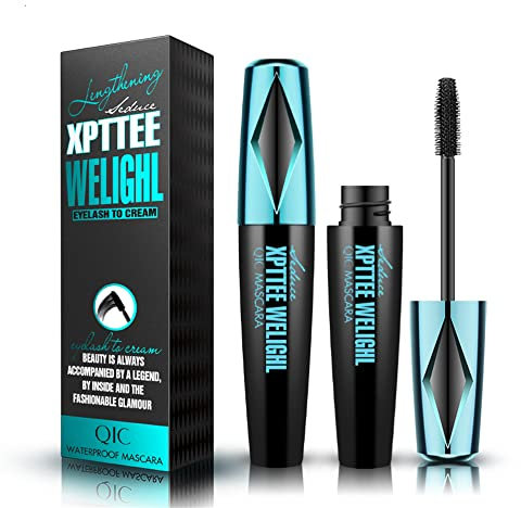 4D-Seidenfaser-Wimperntusche, Schwarzes Volumen und Länge, Kein Abblättern, Kein Verschmieren, Kein Verklumpen, Wasserdicht, Dick, Den ganzen Tag exquisit voll (1 Stück)