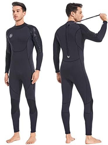 Neoprenanzug Herren Neopren Thermo Schwimmanzug - 3MM UV Schutz Damen Tauchanzug Lange Ärmel Rückenreißverschluss Ultra Stretch Schwarz Wetsuit Outdoor Taucher Badeanzug für Schnorcheln Schwimmen XXL