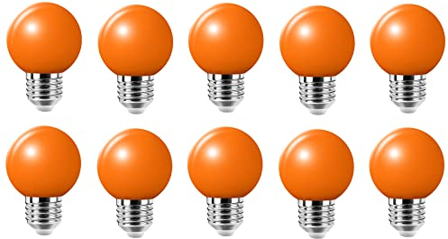 10er E27 Farbige Glühbirne, 2W G45 Farbige Glühbirnen, Globe Lichterkette bunt, Innen- Außen Lichterkette glühbirne, Weihnachtsbeleuchtung für Weihnachten Hochzeit Party Weihnachtsbaum, Orange