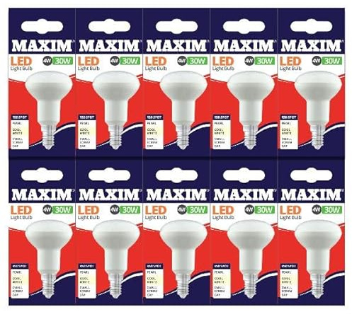 Maxim LED R50 Small Edison Screw (Cool White) - 4watt (30watt) - 320 Lumen (Pack 10) - 30MLR50E14C5X10