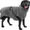 Royal Dry Hundebademantel L – Rückenlänge 60–68 cm – Mikrofaser – Für mittelgroße Hunde – Schnelltrocknend mit Klettverschluss – Grau
