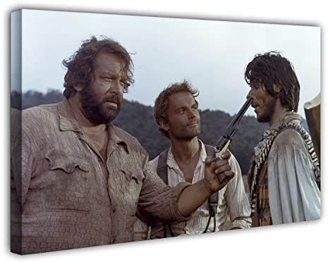 Terence Hill Bud Spencer Leinwand - Emiliano - Die rechte und die linke Hand des Teufels - Kunstdruck (120 x 80 cm)