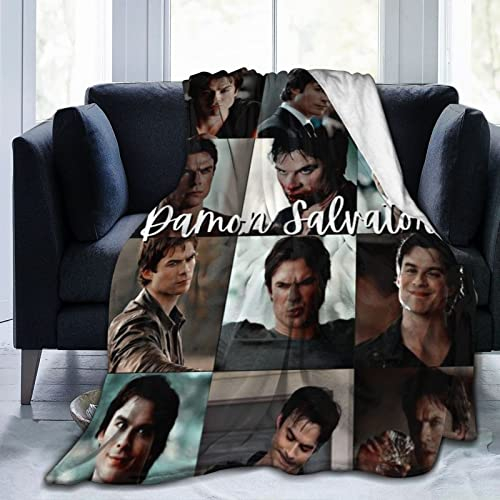 Gemütliche Damon Thow-Decke aus Plüsch, Salvatore, Flanelldecke, Bettwäsche, warmes Fleece, weiche Decke für Sofa, Couch, Wohnzimmer, Büro, Auto, Camp, Stranddecken, 127 x 102 cm