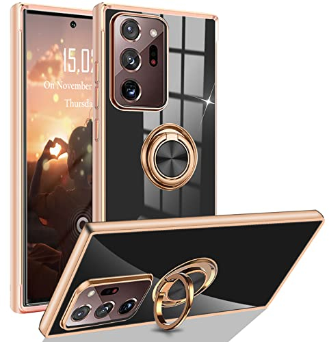 XCYYOO Hülle für Samsung Galaxy Note 20 Ultra mit Ring Handyhülle Magnetische Autohalterung 360° Halter Ständer Luxuriös Galvanisierte Kratzfest Stoßfest Silikon Dünn Schutzhülle Bumper Case