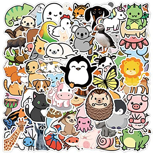 Cartoon Animals Stickers 100pcs,Aesthetic Decoration Water Bottles Vinyl Stickers for Scrapbook,Laptop,Kid,Teen,Girl