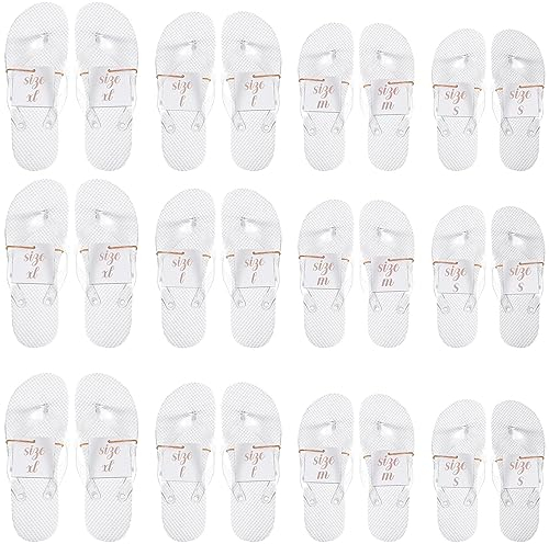Hestya 24 Pares Chanclas para Invitados Sandalias de Boda Pantuflas Blancas para Recepción Playa Piscina Fiesta, 4 Tamaños