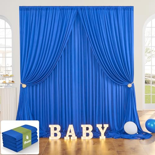 6m×3m sans Rides Rideaux sur Fond Bleu au trésor pour la Fête de Mariage 4 Panneaux de Polyester trésor de 1,5 m × 3m Fond théâtre décor Anniversaire Baby Party Nuptiale Douche Photographie
