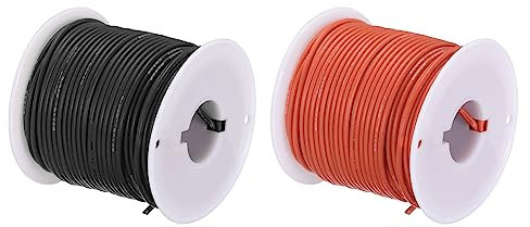 sourcing map 20 Gauge Silicone Wire 20AWG Electrical Wire Stranded Wire Flexible Tinned Copper Wire High Temp Hookup Wire Spool Black and Red 30m/98.4ft for Car Model Electric Appliances 2pcs