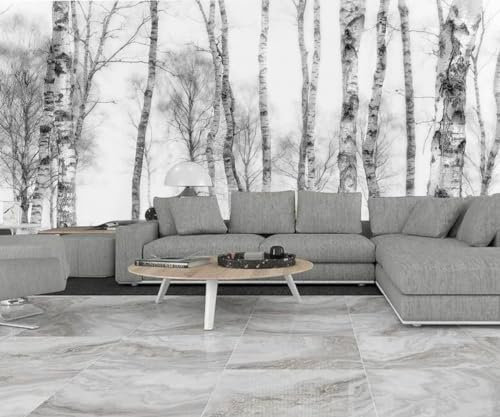 Fototapete Panorama Dschungel Schwarz und Weiß 3D Seide, personalisierte Tapete Tropical Hain Natur – Große Wandposter für Wohnzimmer, Erwachsene, Kinderzimmer, Studie Dekoration