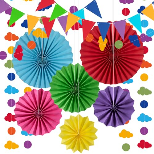 Syoulin- Party papierfächer deko,faschingsdeko,Karneval deko,deko gartenparty, Hawaiianische Dekoration,Regenbogen deko Kindergeburtstag,gartenparty Sommer Party deko