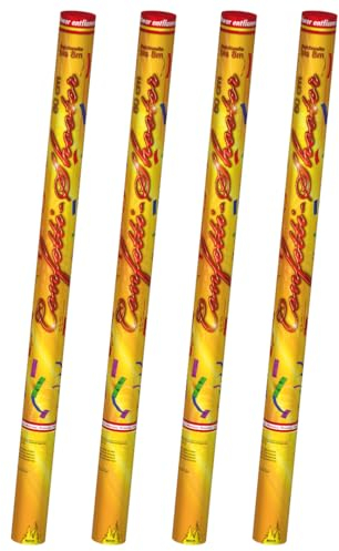Nico Europe® [4er Sparpack] XXL Premium-Konfetti-Shooter Set BUNT metallic I Party-Popper-kanonen 80 cm Feuerwerk für Geburtstag Verlobung Hochzeit Party Silvester Feier