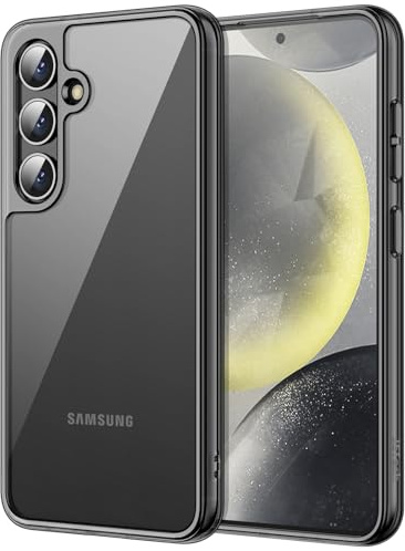 JETech Hülle für Samsung Galaxy S24, Anti-Vergilbung, Schwarz | Stoßschutz, Kratzfeste Harte PC-Rückseite, Robuster Transparenter TPU-Rahmen