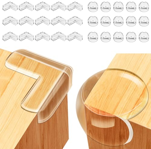 Salubohum 30 Pcs Coin de Table Protection Bébé, Protection Angle Meuble, Protège Coin de Table, Protection Auto-Adhésive des Angles, PVC Écologique, Adapté pour Tables, Chaises, Armoires (Transparent)