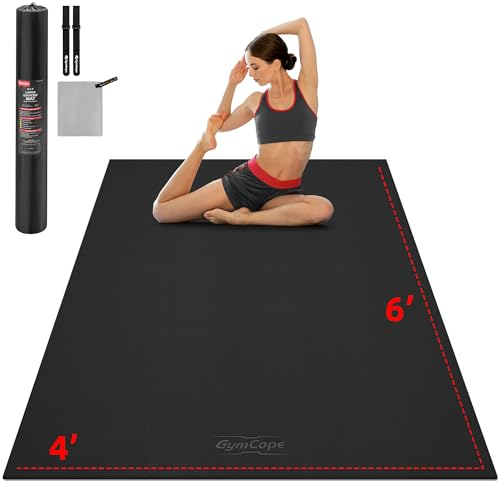 GymCope Yogamatte XXL, 183x122cm Extra Groß Breit Sportmatte, 8mm Dicke Fitnessmatte Gymnastikmatte Rutschfest, Ultra Haltbar PVC Pilates Matte für Zuhause, Workout,Barfußübungen