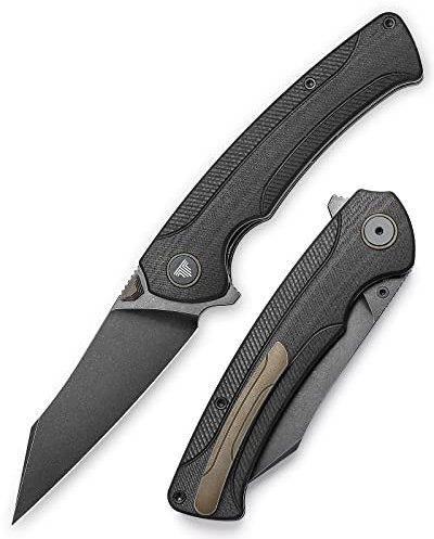 TRIVISA Klappbares Taschenmesser für Männer mit Ti Clip,EDC Outdoor Camping Messer,3.66 PVD Blackwash S35VN Stahl Reverse Tanto Wharncliffe Klinge ,Lynx-03B