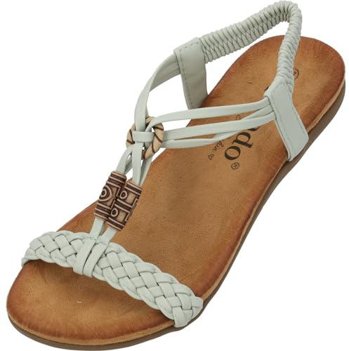 Palado Damen Sandalen Ereshi by Sila Sahin – modische Pantoletten - elegante Sommerschuhe - bequeme Sandaletten mit elastischem Riemen Mint UK7 - EU40