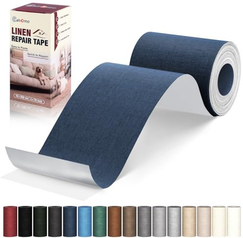 Cahomo Flicken Selbstklebend Stoff, Leinenstoff Patches Selbstklebend, 10x200 cm Leinen Reparatur Patches für Sofa, Autositze, Bootssitze, Bürostuhl, Vorhang - Marineblau
