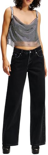 KARL LAGERFELD JEANS Damen Mid Rise Relaxed Denim Relaxed Leg, Schwarz, 3032