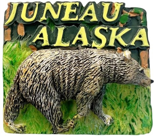 Brown Bear Juneau Alaska USA Fridge Magnet Tourist Souvenir Refrigerator Decoration Magnet Hand Painted Craft